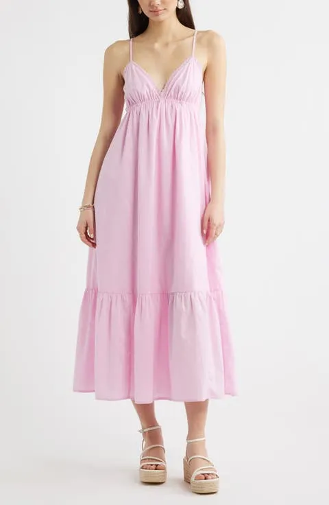 Ruffle Hem Cotton Maxi Dress