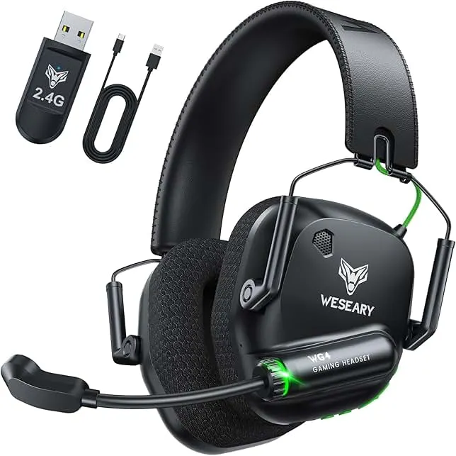 WESEARY Wireless Gaming Headset for PC, PS5, PS4, Switch & Mac| Low Latency | Dual-Mode 2.4GHz & Bluetooth Gaming Headphones with…