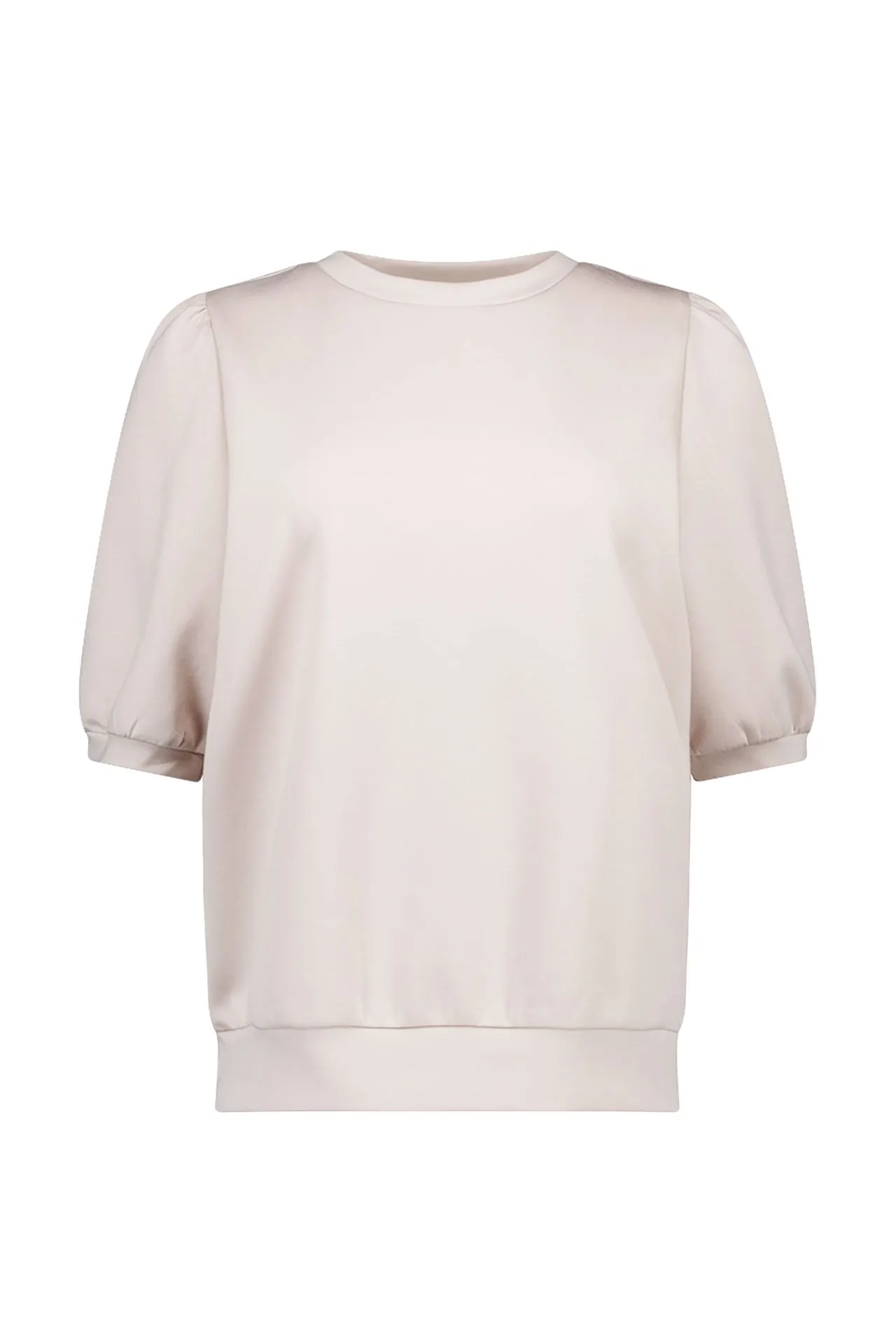 Zandkleurig shirt met korte pofmouwen