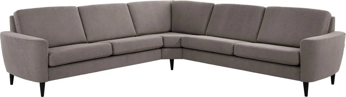 Brunstad Choice høy hjørnesofa Modulsofa 3 seter duo + stort hjørne + 3 seter duo, armlene 004, stoff Gear Taupe, ben 207 svartlakkert