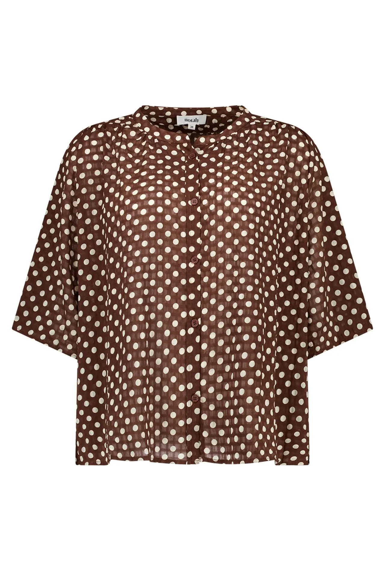 Bruin/witte polkadot blouse
