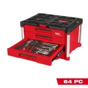 Milwaukee Tools 64pc. Hand Tool Set with PACKOUT™ 4 Drawer Tool Box 48-22-9493