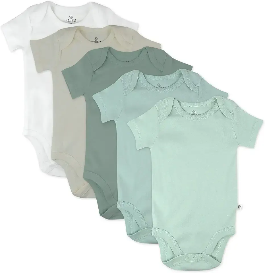 5-pack Short Sleeve Bodysuits One-piece 100% Organic Cotton for Infant Baby Boys