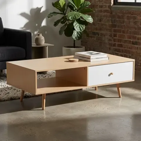 Mesa de Centro Café/Blanco 120x60x40 cm