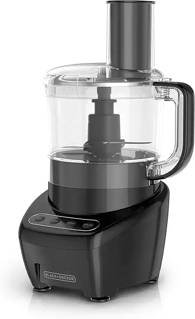 BLACK+DECKER 3-in-1 Easy Assembly 8-Cup Food Processor, Stainless Steel S-Blade, Easy-Clean, Touchpad Controls Black