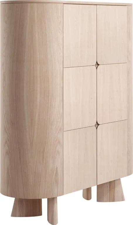 Japandi høy skjenk 120 x 45 H140 cm, hvitoljet