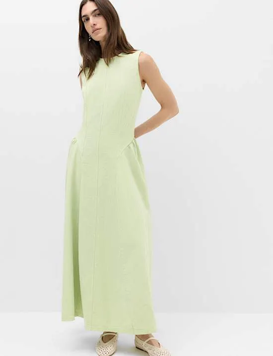 Denim Maxi Drop Waist Dress