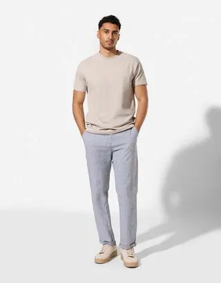 T-shirt - Seersucker - Beige