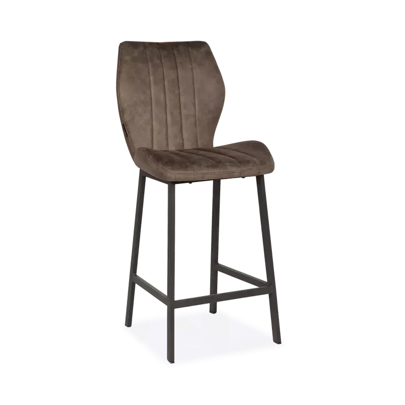 Barstoel Kenny - zithoogte 65 cm - stof Otis Bruin - handgreep - poot zwart