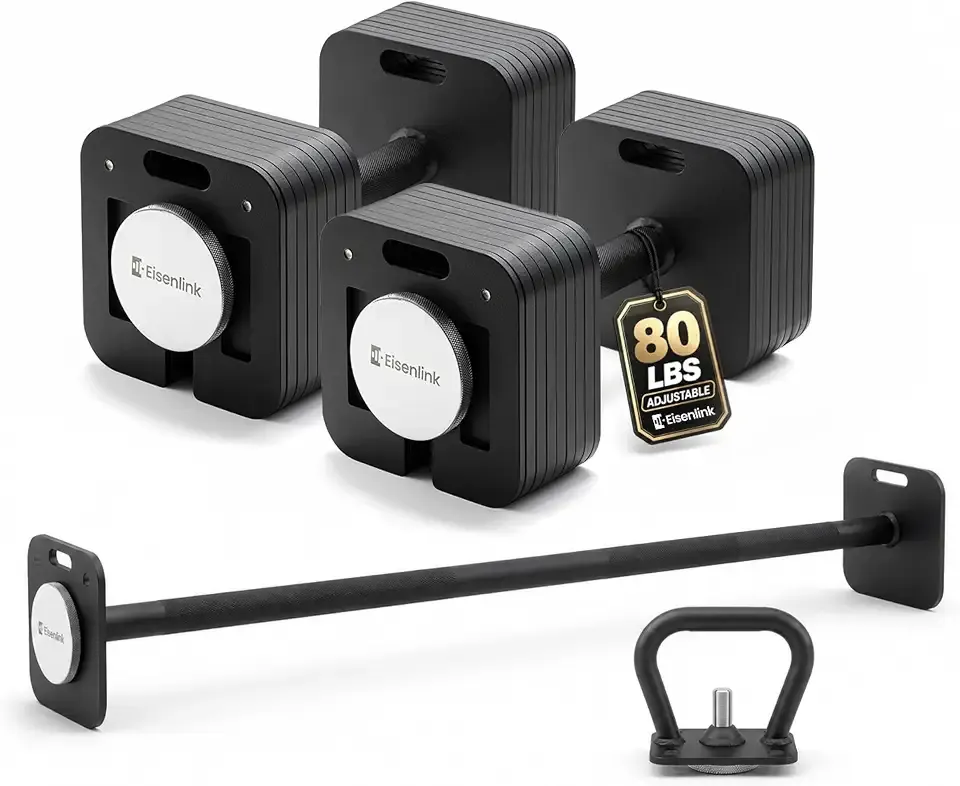 3-in-1 Adjustable Dumbbell Set, All-in-One Home Gym Equipment for Full Body Workout, 50lb/80lb