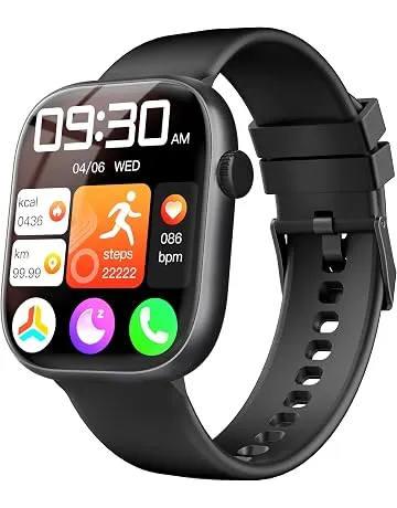 KIPTUMTEK Smart Watch for Women Men, Fitness and Sleep Trackers with 1.83" HD Touchscreen, Bluetooth Calling Smartwatch for Android/iOS, IP67 Waterproof Multi-Sport Modes Pedometer, Jet Black
