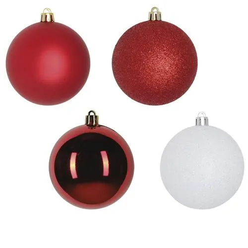 Enchanted Forest® Red & White Shatterproof Ornaments - 32 Pack