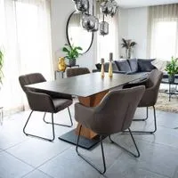 HOME DELUXE Armlehnenstuhl 2er Set PAKU – Anthrazit