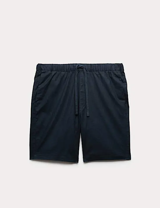 Shorts Leinenmischgewebe mit Baumwolle und Stretch