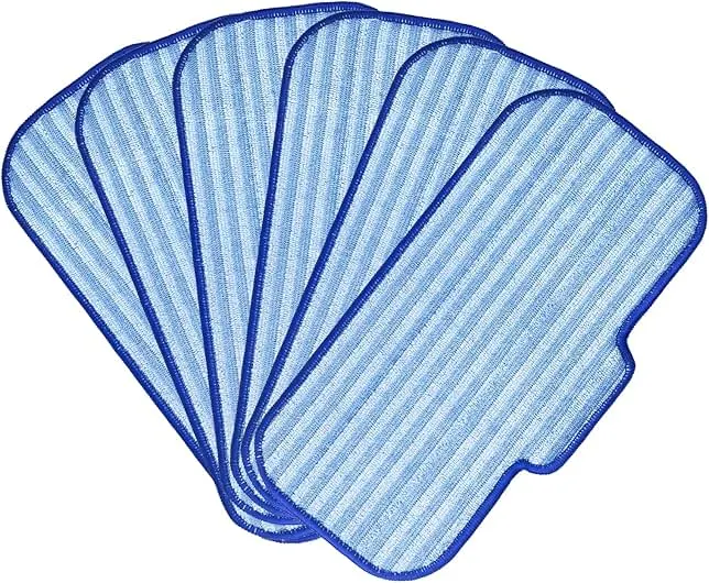 Newbealer 6 PCS Replacement Microfiber Pads for Steam Mops (NB602N NB603C SLFCSM054) - Durable, Washable, and Reusable for Hardwood, Laminate, Tile, and Ceramic Flooring, Blue-White