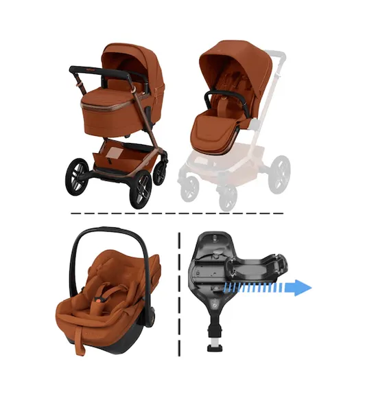 Maxi-Cosi | Fame V2 Vogn + Pebble Slide Pro Bilstol og Base | Copper Terra