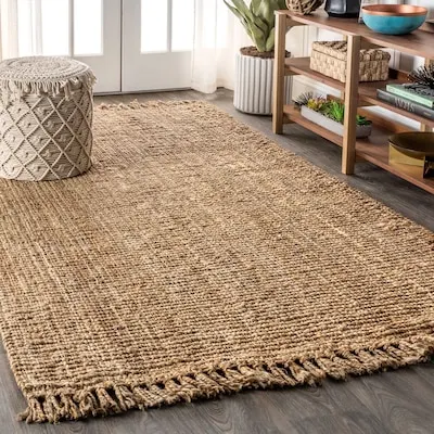 FIBER Pata Loomed Jute Rectangular Indoor Solid Bohemian/Eclectic rug