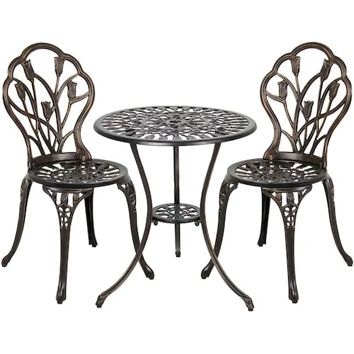 Patio Premier Tulip Garden 3-Piece Bistro Set, Bronze