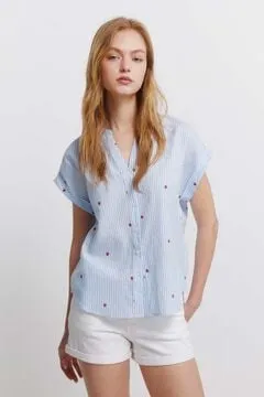 Camisa algodón cuello mao