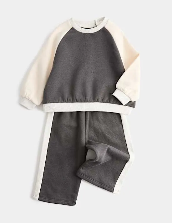 2-teiliges Sweatshirt-Outfit mit hohem Baumwollanteil (0–5 Jahre)