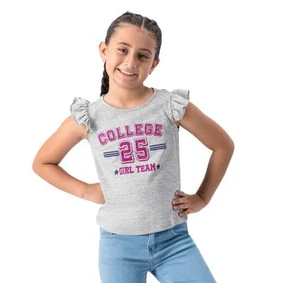 Playera Fantastic Niña Manga Corta De Olan Estampado En Pecho