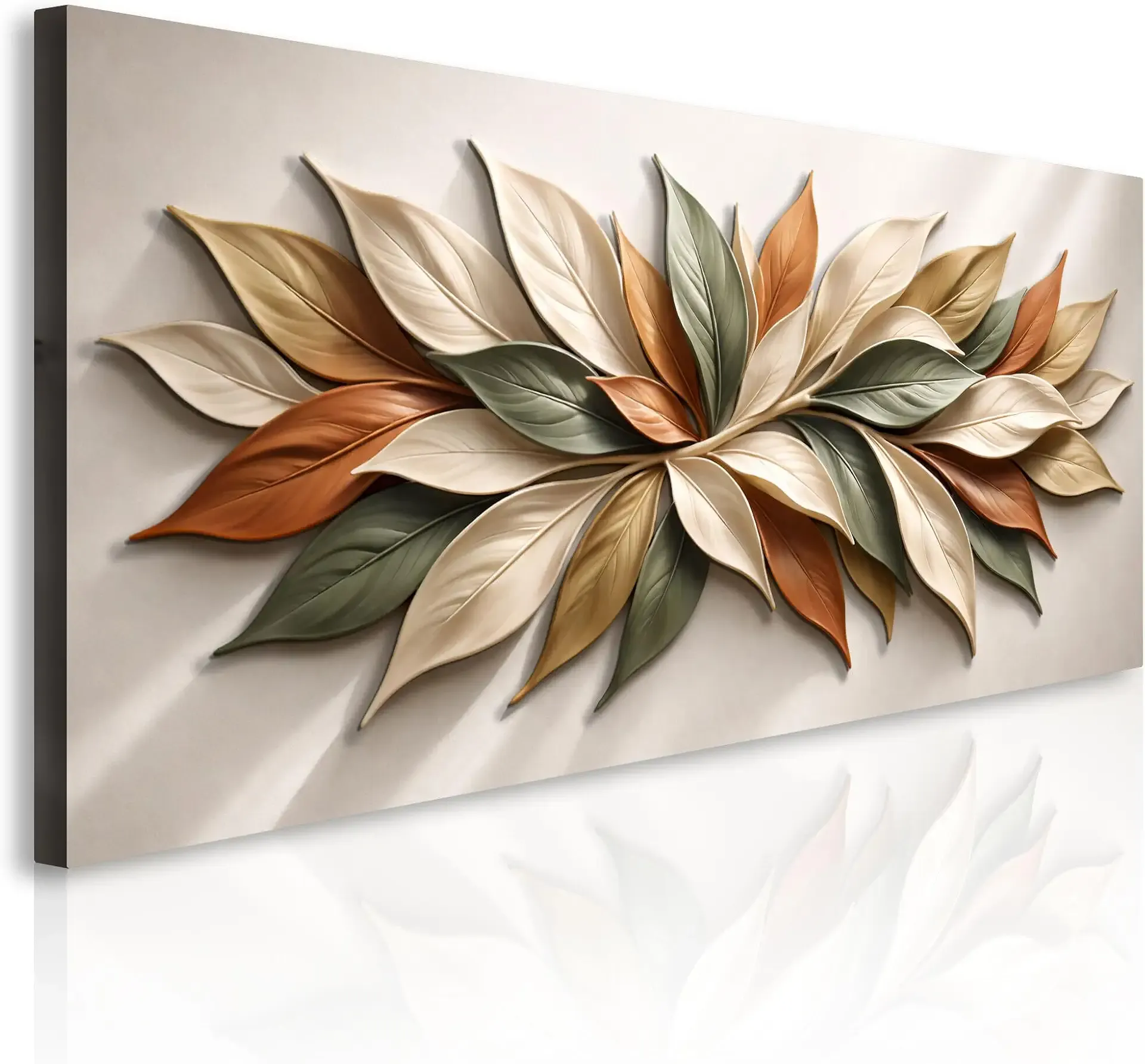 TAILORED CANVASES Earthtone Petals Canvas Print Botanical Wall Art, 10x20 | Earthy Botanical Design, Warm Autumn Leaves And Neutral Tones Create A Sophisticated Nature-Inspired Look For Any Room.