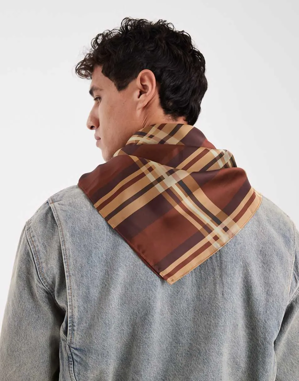 ASOS DESIGN satin bandana in check print