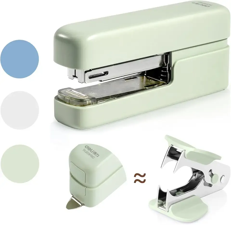 deli Stapler, Desktop Staplers with Integrated Staple Remover, 45 Sheet Capacity Office Stapler, Green