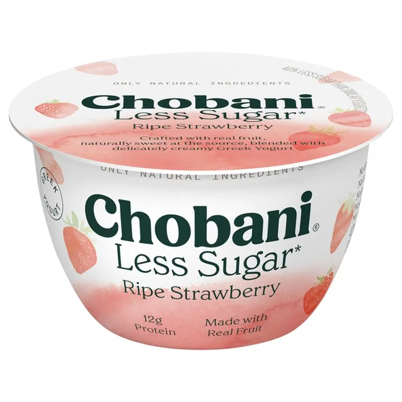 Chobani Yogurt, Greek, Less Sugar, Reduced Fat, Ripe Strawberry