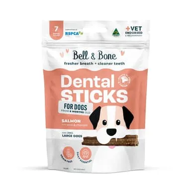 Bell & Bone Salmon, Mint and Charcoal Dental Sticks Dog Treats
