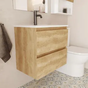 Mueble de baño con lavabo Espacio F39 + Lavabo marrón 50x39 cm fondo reducido con 2 cajones