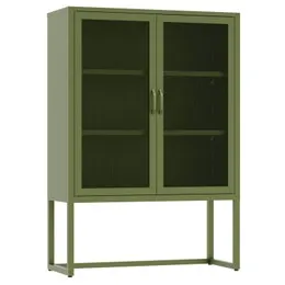 Fraser Country Milan Metal Cabinet Two Mesh Doors - Olive Green