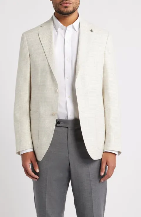 Jack Victor Madison Mini Check Wool, Silk & Linen Sport Coat