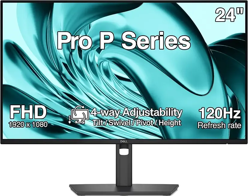 Pro P Series 24" FHD IPS Monitor, Swivel/Height/Pivot/Tilt | Anti-Glare, Flicker Free, VESA Mount (100 x 100mm), HDMI, DisplayPort, Dark Gray Color