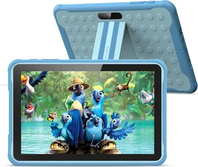 Pritom 10 Zoll Kinder-Tablet, Android, Kinder-App, Quad-Core-Prozessor, 2GB RAM, 64GB ROM, HD-IPS-Bildschirm, YouTube, Kamera, mit Tablet-Hülle (Blau)