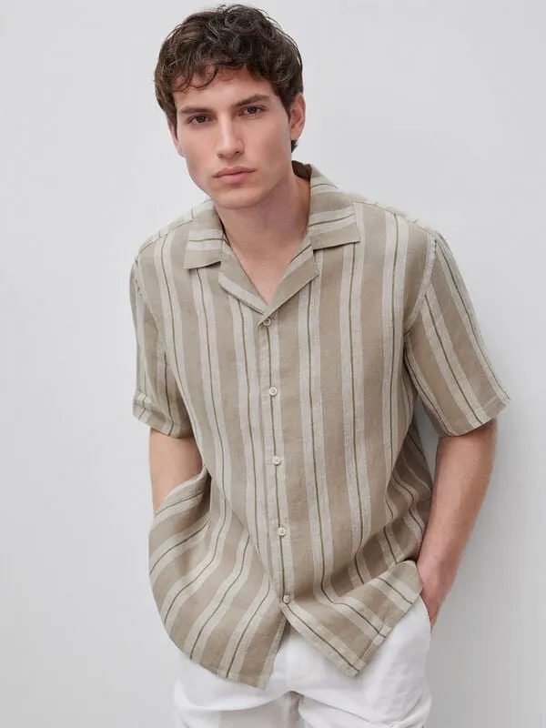 100% linen short-sleeved shirt