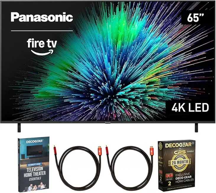 Panasonic TV-65W70BP W70 Series 65 inch LED 4K Ultra HD Smart Fire TV Bundle with 2X 6FT Universal 4K HDMI Cable, Theater Essentials and CPS Exclusive 26 Month Protection Pack (BEACH-CPS-26M1000ATV)