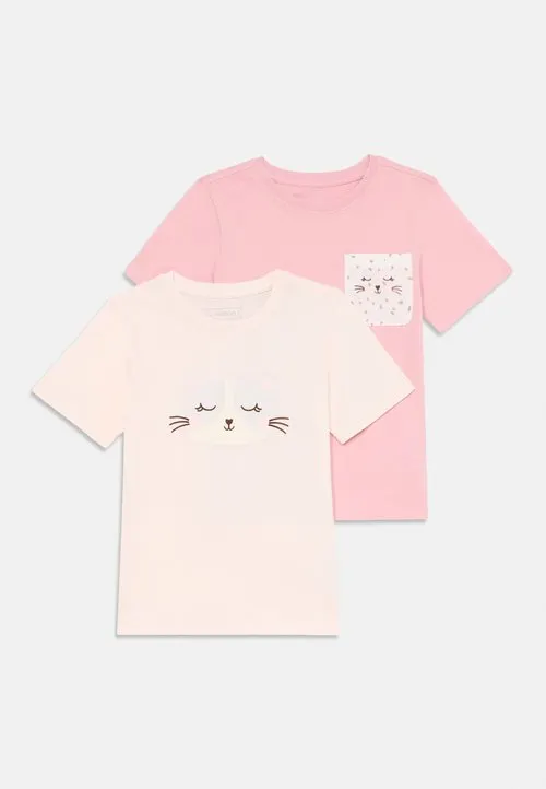 2 PACK - T-shirts med print - light pink/stone