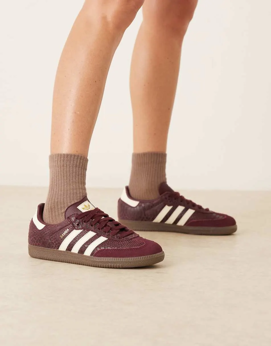 adidas Originals Samba OG trainers in maroon croc print