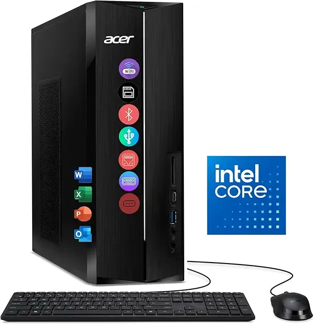 Acer 2026 Desktop Tower, Intel 14th Gen Ultra-Fast 10-Core i5 Processor, 8GB RAM, 1TB Storage HDD, Wi-Fi 6, Support 4K Monitor, Wins 11, Wired KB & Mouse, Free Office 365 on The Web
