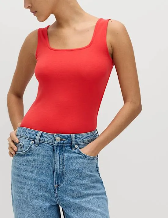 3 Pack Cotton Rich Square Neck Vest Tops