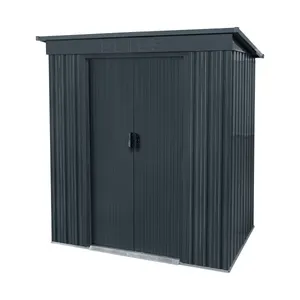 Casetta da giardino in acciaio antracite 1.1 x 1.7 m, superficie esterna 1.59 m² e spessore parete 0.3 mm, senza pavimento porta scorrevole, NATERIAL Orizaba
