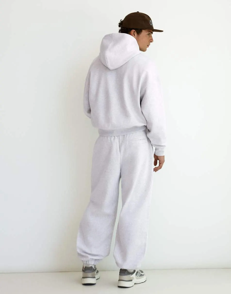 Bershka Boxy fit basic hoodie in light grey