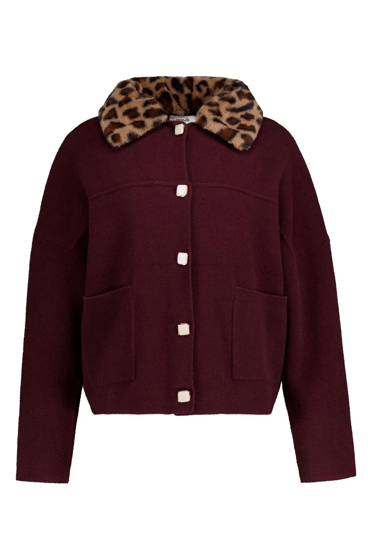 Paars vest met luipaardprint kraag