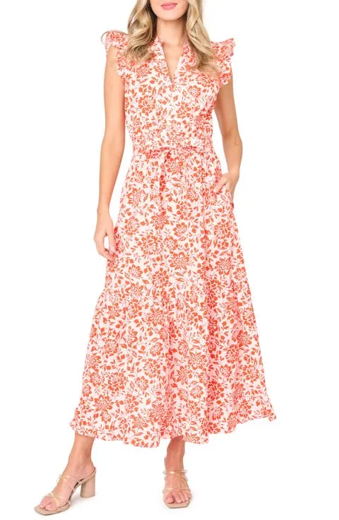 Ruffle Print Maxi Dress