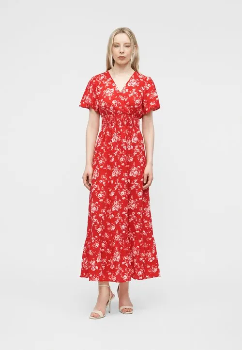VIMATHILDE SMOCK ANKLE DRESS - Maxikjole - mars red/birch