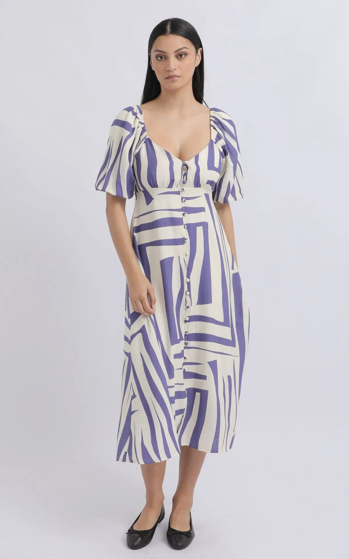 Ptd Voile Button Front Dress