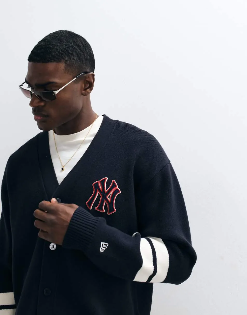 New Era NY Yankees logo button up cardigan in navy