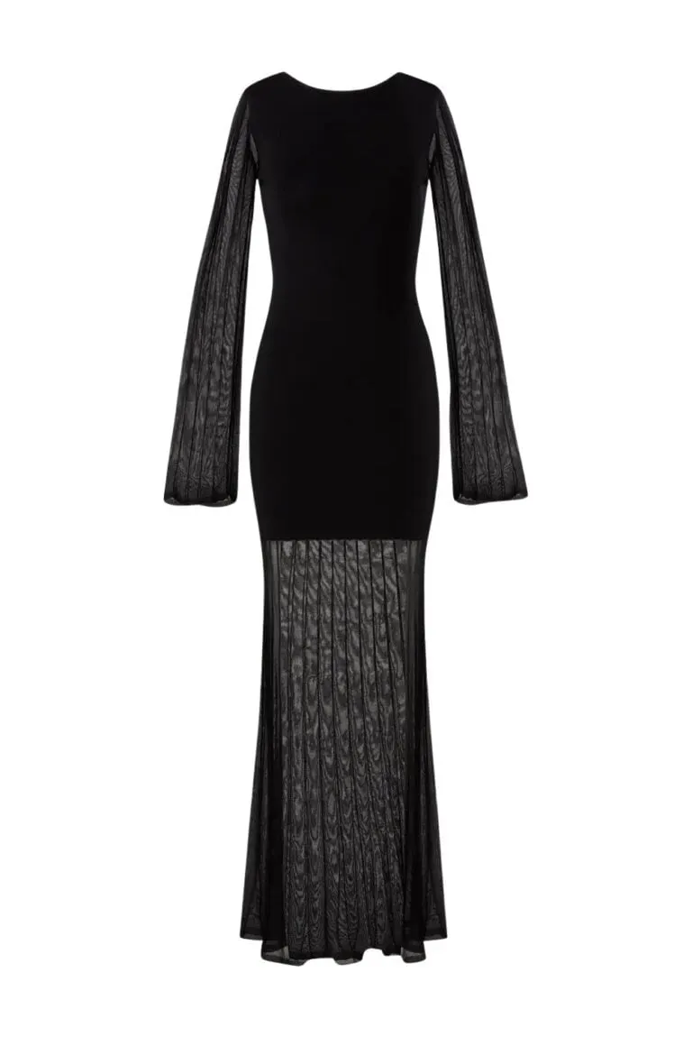 Haisley Sheer Knitted Maxi Dress - Sort