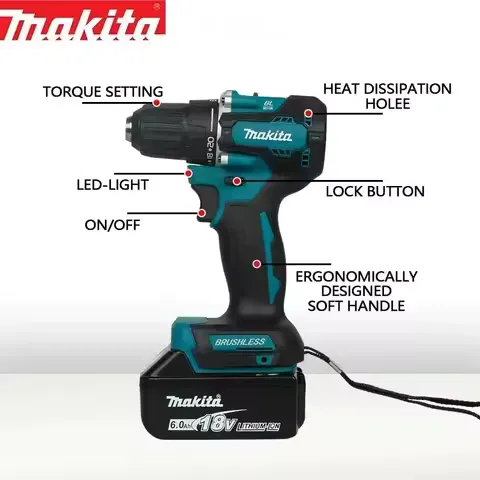Makita DDF487 18V Brushless Screwdriver Electric Drill Impact Drill Of Decoration Team Power Tools For Makita 18V Battery